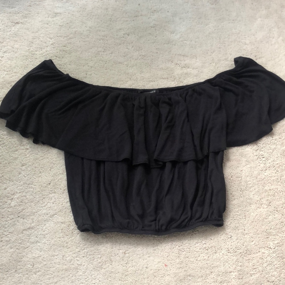 Flouncy Off the Shoulder Crop Top